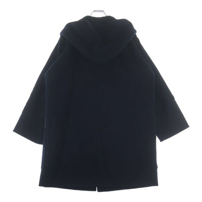 Hermes Hooded Cashmere Coat with Belt Blue Noir Black Navy