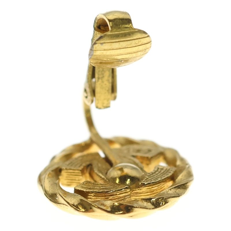 Chanel CC Logo Earrings Rhinestone Gold Plated