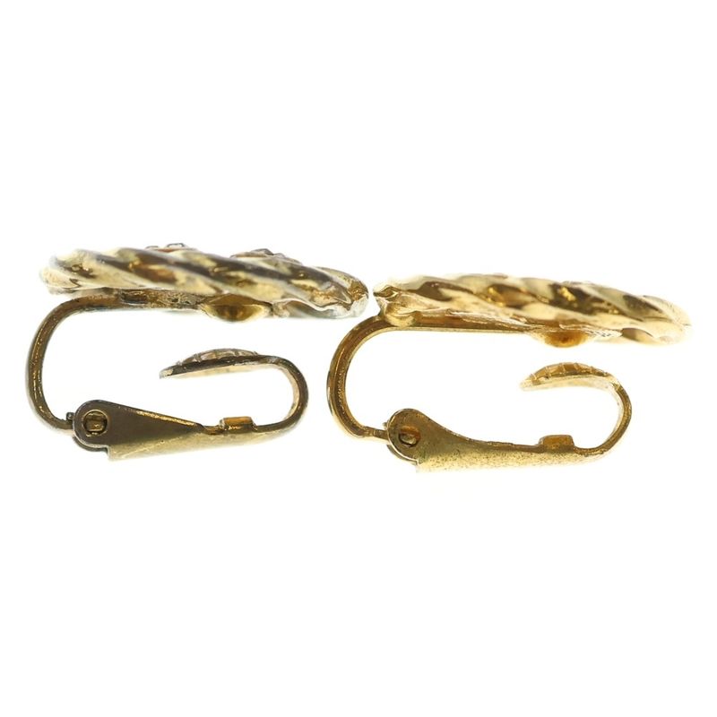 Chanel CC Logo Earrings Rhinestone Gold Plated