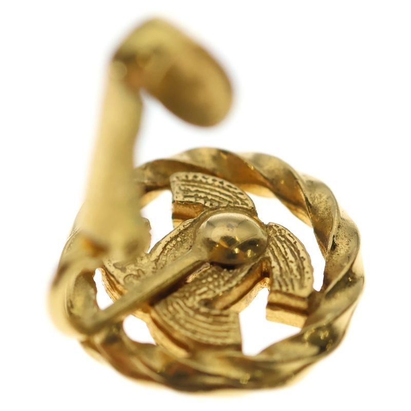 Chanel CC Logo Earrings Rhinestone Gold Plated