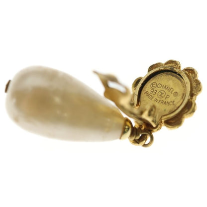 Chanel Camellia Pearl Earrings Gold Plated
