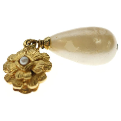 Chanel Camellia Pearl Earrings Gold Plated