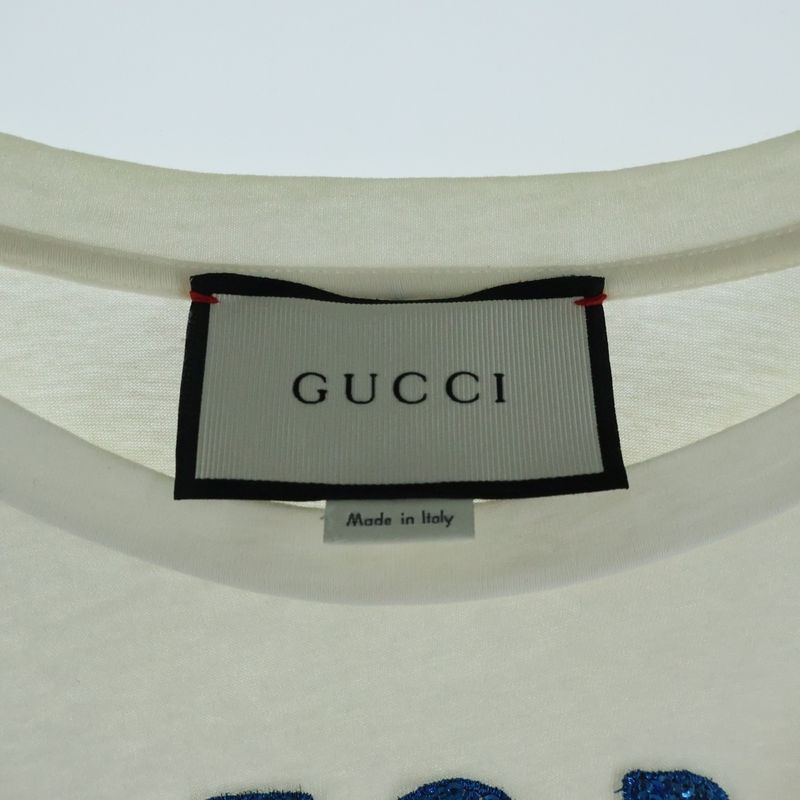 Gucci Blind for Love T Sequin Logo Crew Neck Short Sleeve T-Shirt Cut