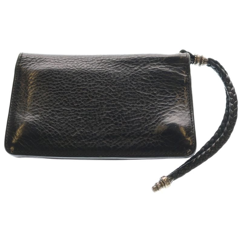 Chrome Hearts Cross Ball Button Leather Wallet Black