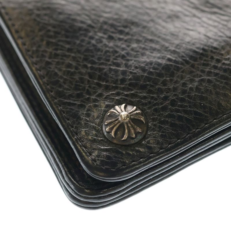 Chrome Hearts Cross Ball Button Leather Wallet Black