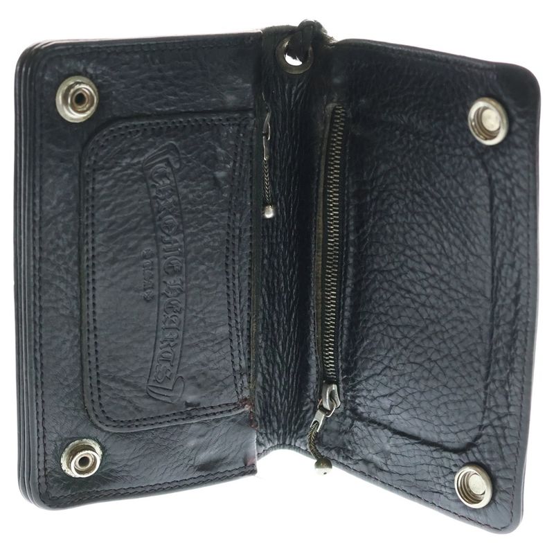 Chrome Hearts Cross Ball Button Leather Wallet Black