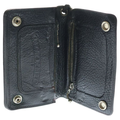 Chrome Hearts Cross Ball Button Leather Wallet Black