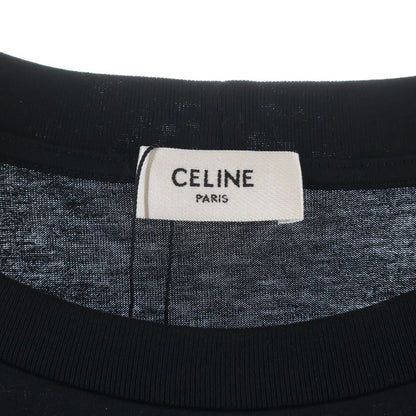 Celine Boy Doll Rhinestone Logo Short Sleeve Shirt Top Crew Neck Black