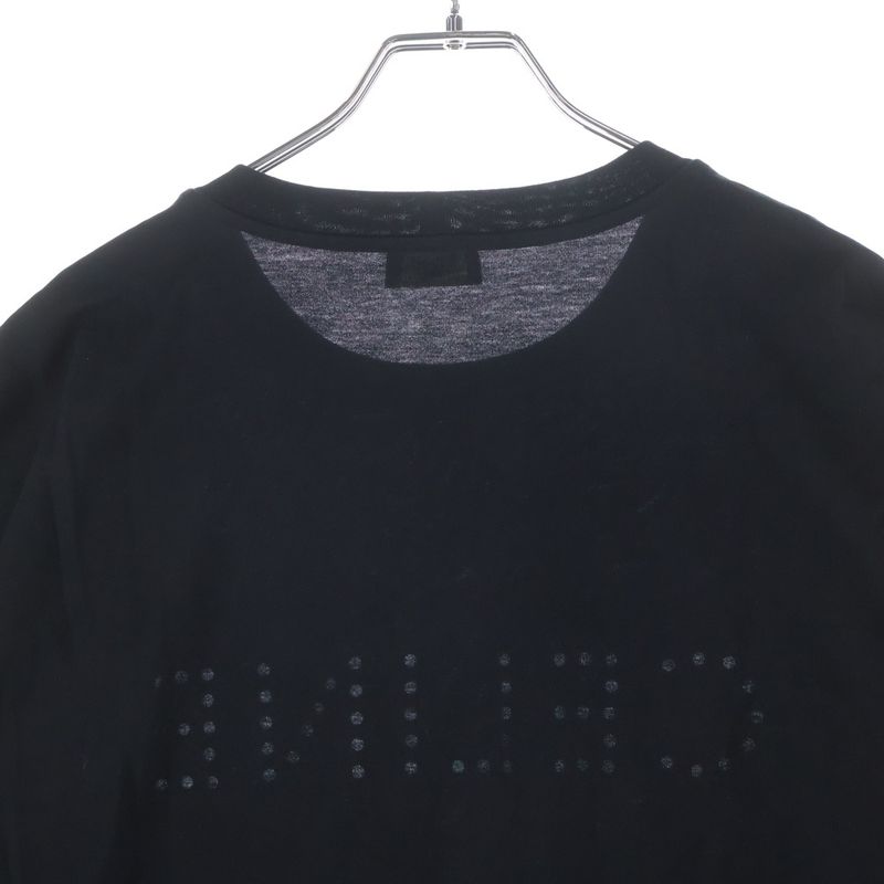 Celine Logo Studded Short Sleeve Shirt Top Crew Neck T-Shirt Black