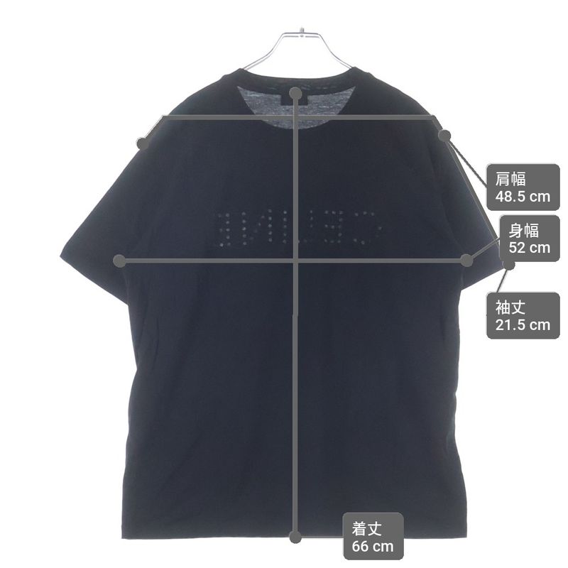 Celine Logo Studded Short Sleeve Shirt Top Crew Neck T-Shirt Black