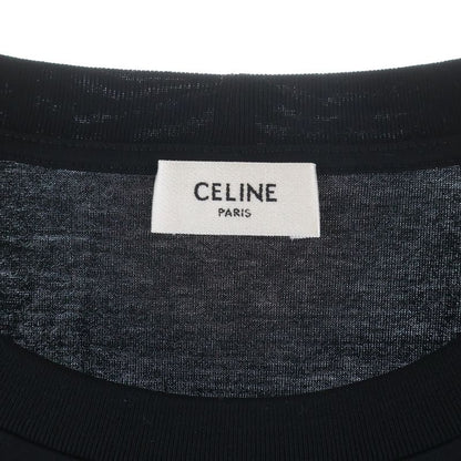 Celine Logo Studded Short Sleeve Shirt Top Crew Neck T-Shirt Black