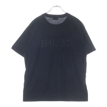 Celine Logo Studded Short Sleeve Shirt Top Crew Neck T-Shirt Black