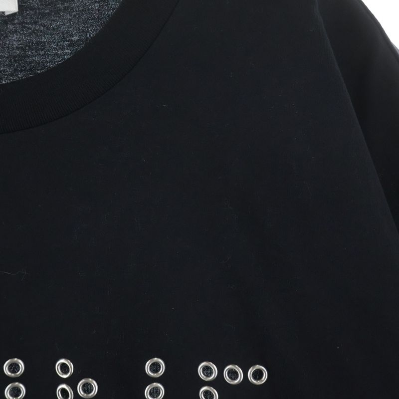 Celine Logo Studded Short Sleeve Shirt Top Crew Neck T-Shirt Black