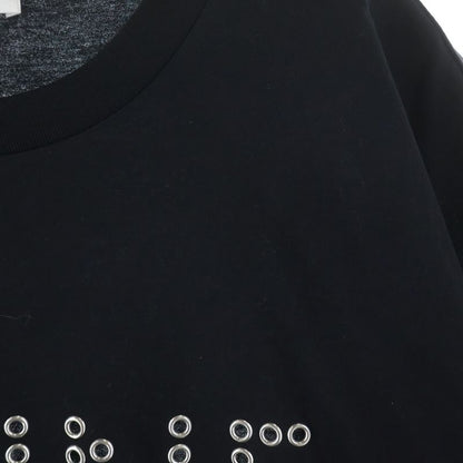 Celine Logo Studded Short Sleeve Shirt Top Crew Neck T-Shirt Black