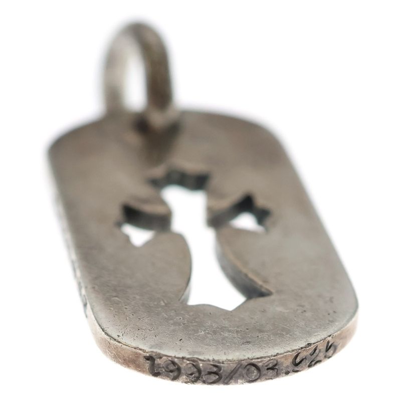 Chrome Hearts D Tag Sml CO Crs Cutout Cross Dog Small Pendant Top Silver