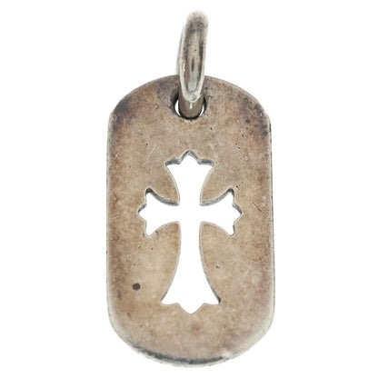 Chrome Hearts D Tag Sml CO Crs Cutout Cross Dog Small Pendant Top Silver