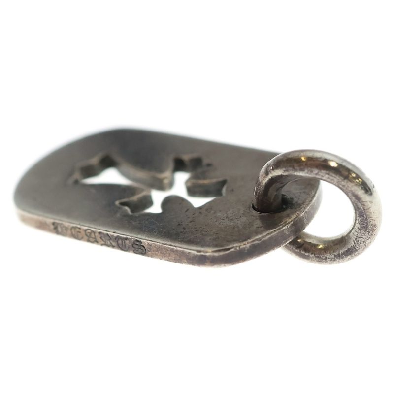 Chrome Hearts D Tag Sml CO Crs Cutout Cross Dog Small Pendant Top Silver