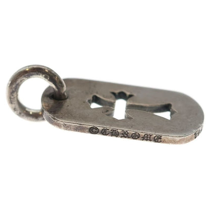 Chrome Hearts D Tag Sml CO Crs Cutout Cross Dog Small Pendant Top Silver