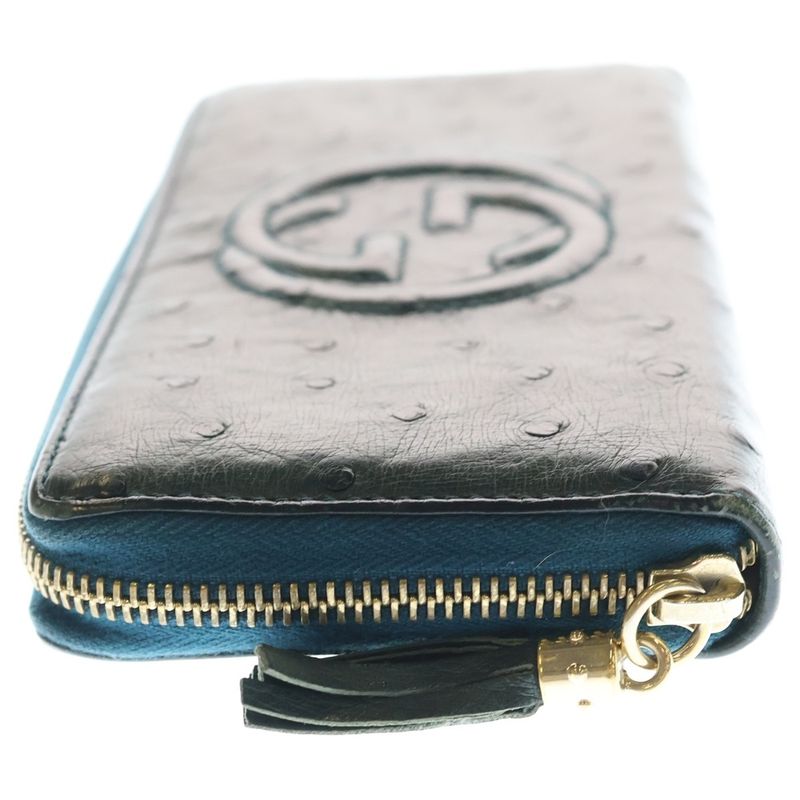 Gucci Soho Zip Around Wallet Green Gold