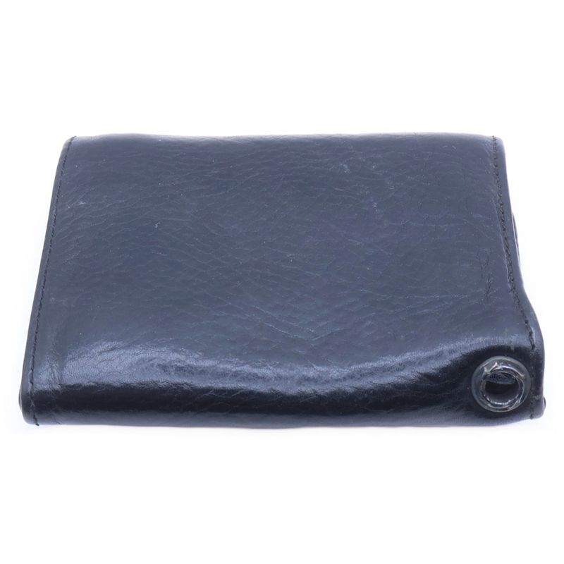 Chrome Hearts 3 Fold Cross Ball Button Leather Wallet Black