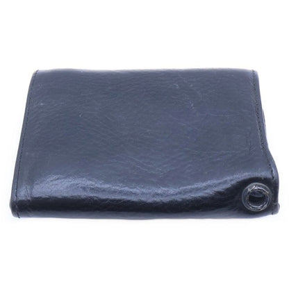 Chrome Hearts 3 Fold Cross Ball Button Leather Wallet Black