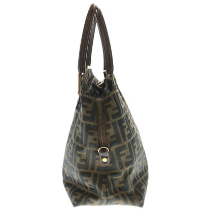 Fendi Zucca Pattern Logo Tote Brown Canvas Leather Gold