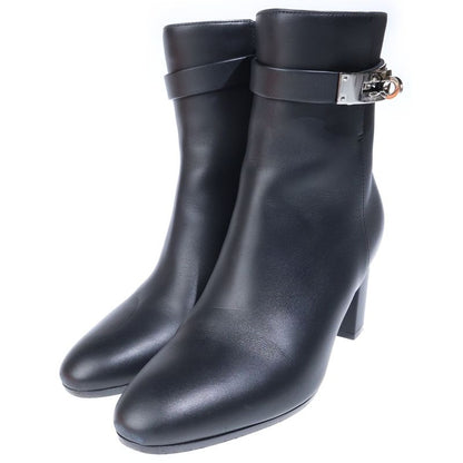 Hermes Saint Germain Short Leather Boots Black Silver