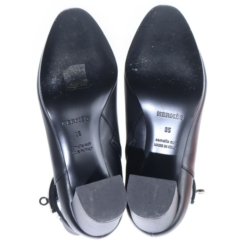 Hermes Saint Germain Short Leather Boots Black Silver
