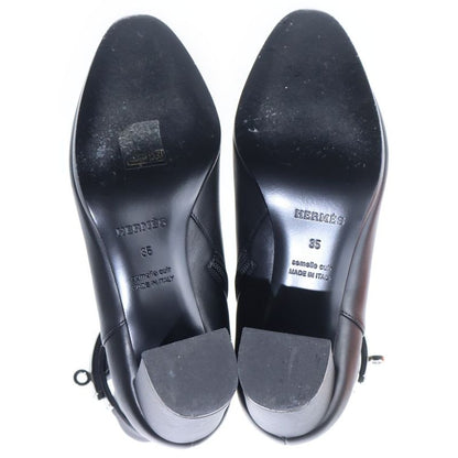 Hermes Saint Germain Short Leather Boots Black Silver