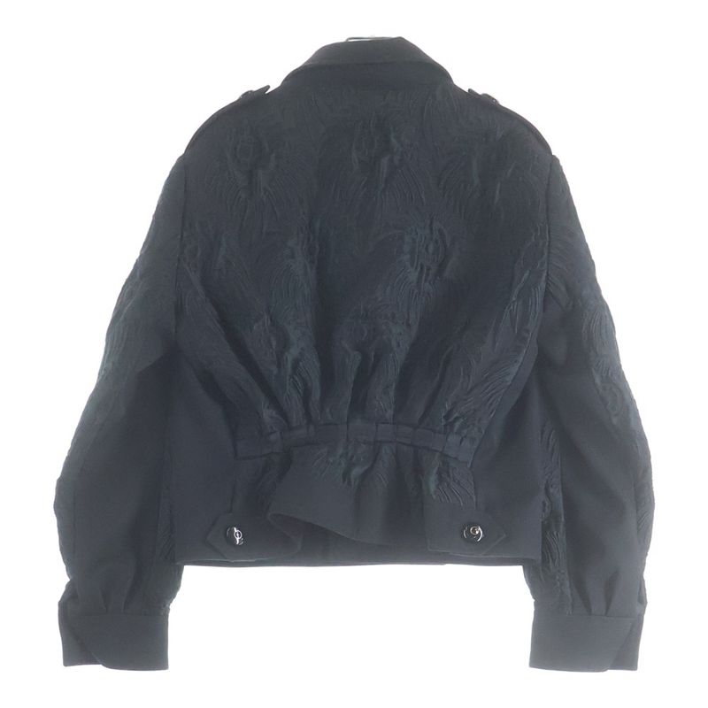 Louis Vuitton Jacquard Cut Replacement Sleeve Short Military Jacket Black
