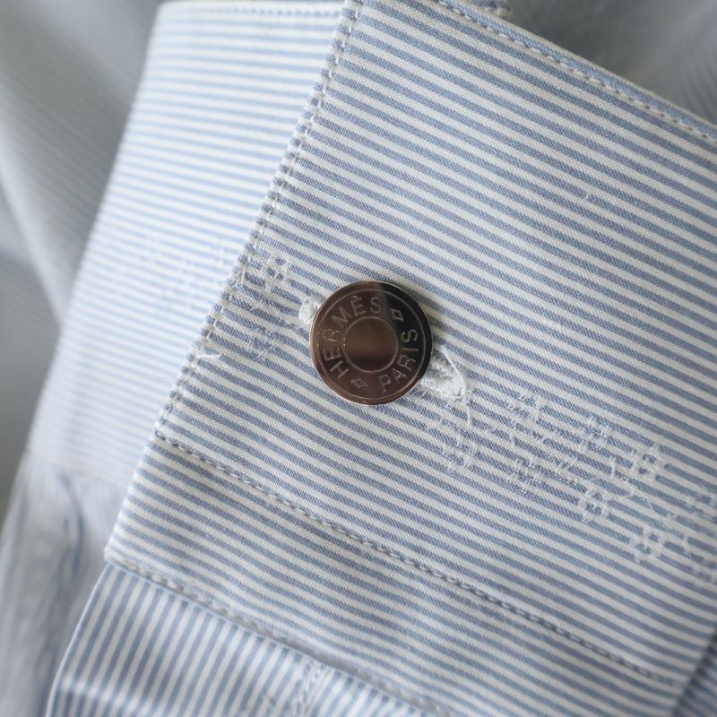 Hermes Button Dress Shirt Long Sleeve Top Flower