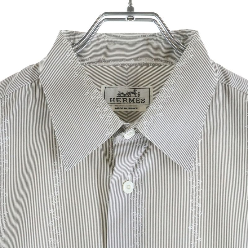 Hermes Button Dress Shirt Long Sleeve Top Flower