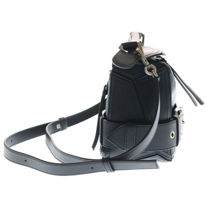 Loewe Puzzle Biker Bag Small Handbag Black Leather Silver