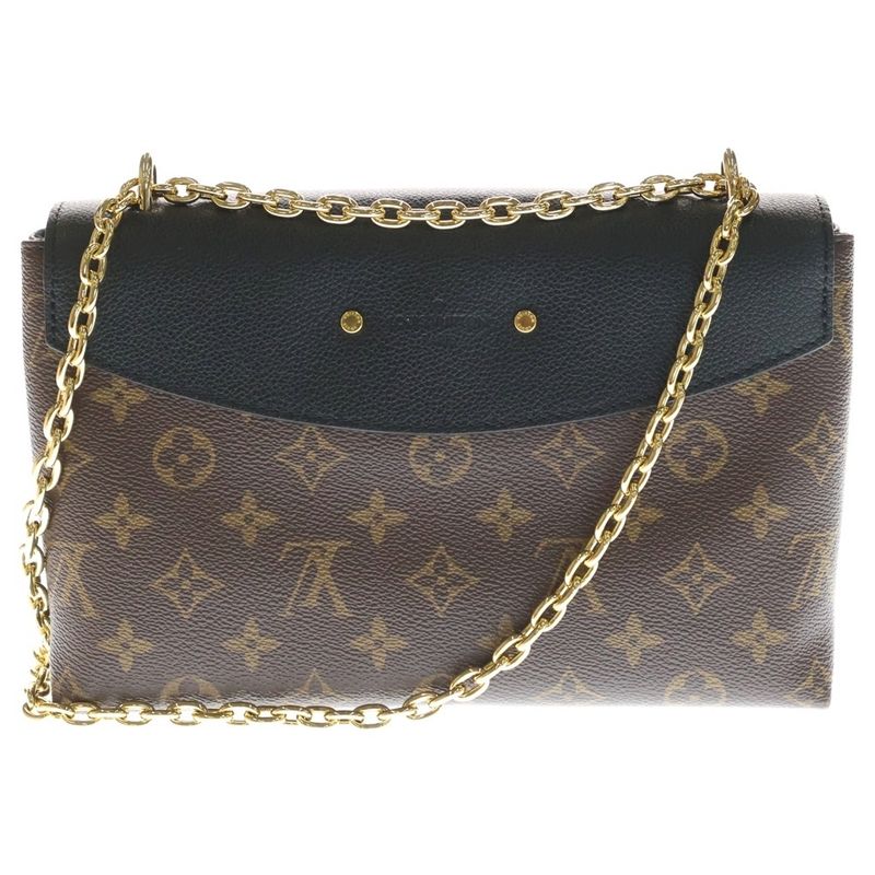 Louis Vuitton Monogram Saint Placid 2-Way Shoulder Bag Chain Black Brown Red