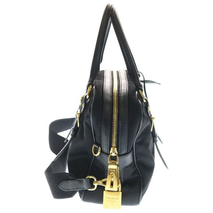 Prada Tessuto Saffiano Nylon Leather 2-Way Bag Black