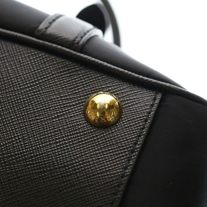 Prada Tessuto Saffiano Nylon Leather 2-Way Bag Black