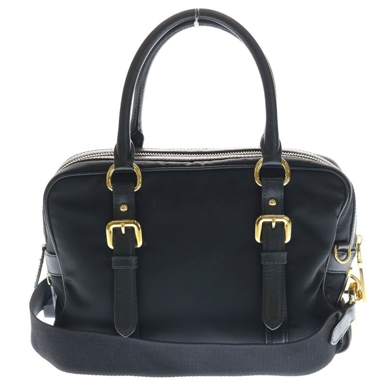 Prada Tessuto Saffiano Nylon Leather 2-Way Bag Black
