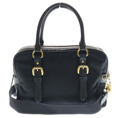 Prada Tessuto Saffiano Nylon Leather 2-Way Bag Black