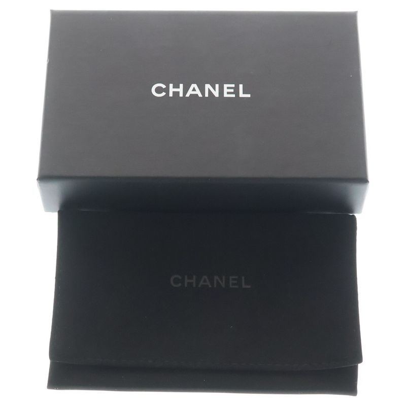 Chanel CC Logo Quilted Coin Case Mini Wallet Black Caviar Leather Gold