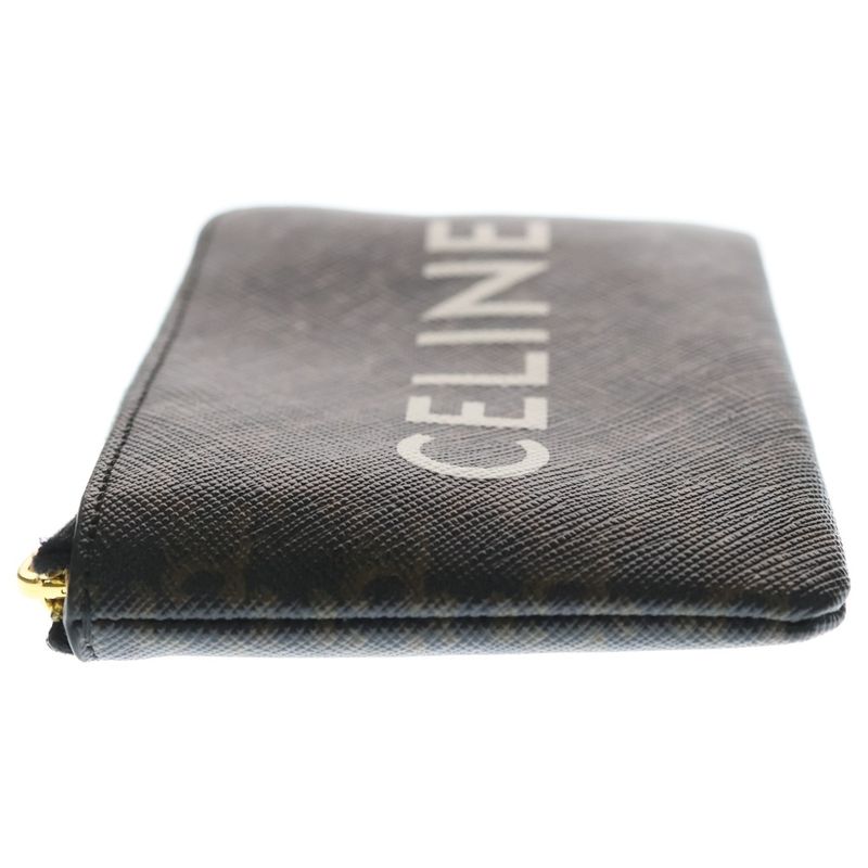 Celine Triomphe Logo Coin Case Charm Wallet Brown