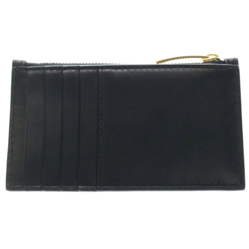 Bottega Veneta Intrecciato Card Case Coin Purse Black Leather