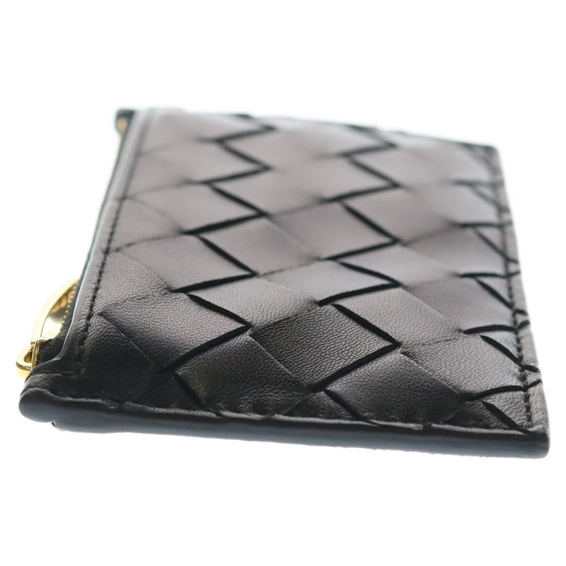 Bottega Veneta Intrecciato Card Case Coin Purse Black Leather