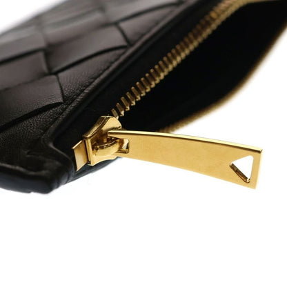 Bottega Veneta Intrecciato Card Case Coin Purse Black Leather