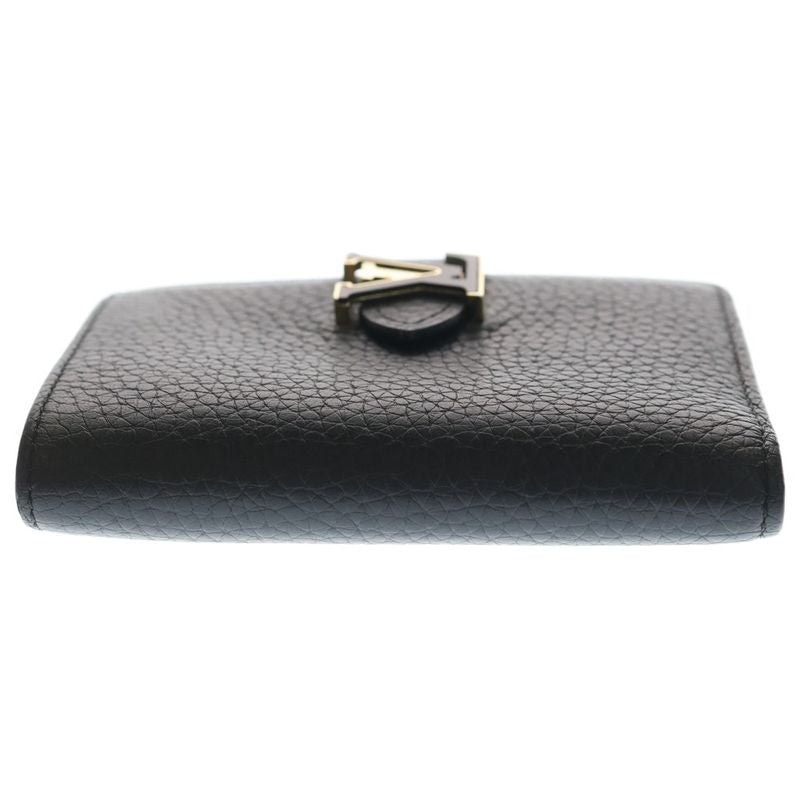 Louis Vuitton LV Vertical Wallet Compact Capucines Black Leather