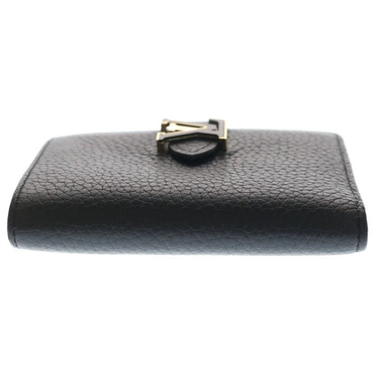 Louis Vuitton LV Vertical Wallet Compact Capucines Black Leather