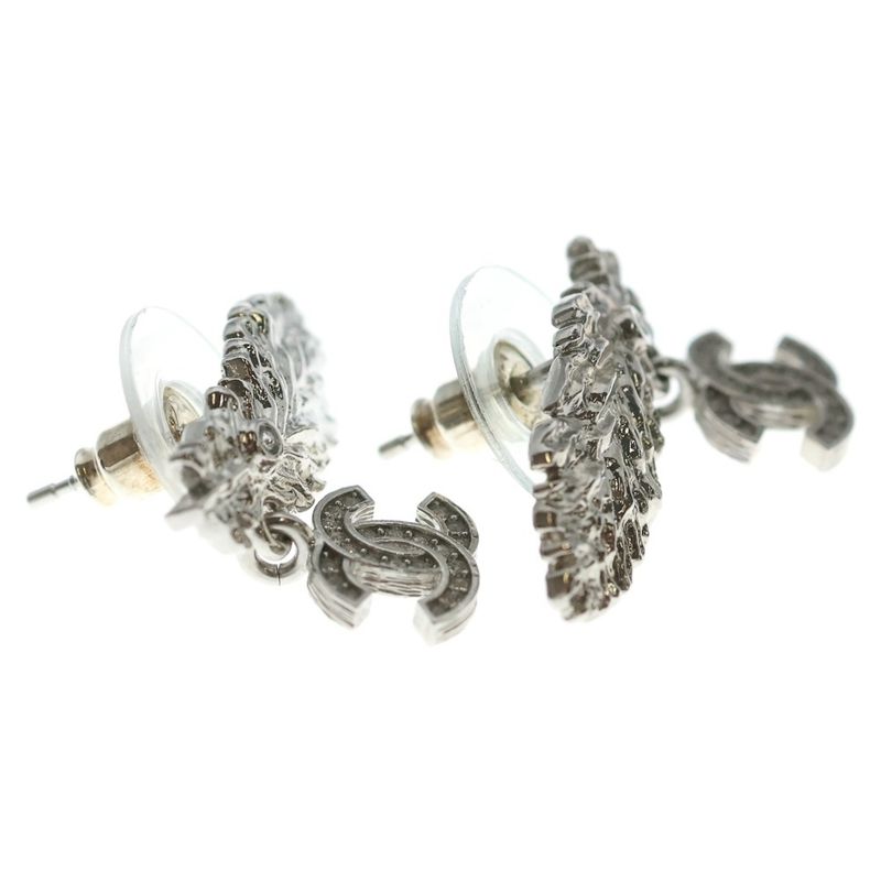 Chanel Coco Feather Earrings Silver