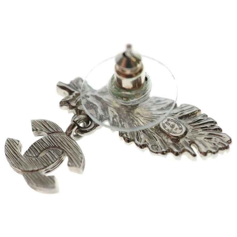 Chanel Coco Feather Earrings Silver