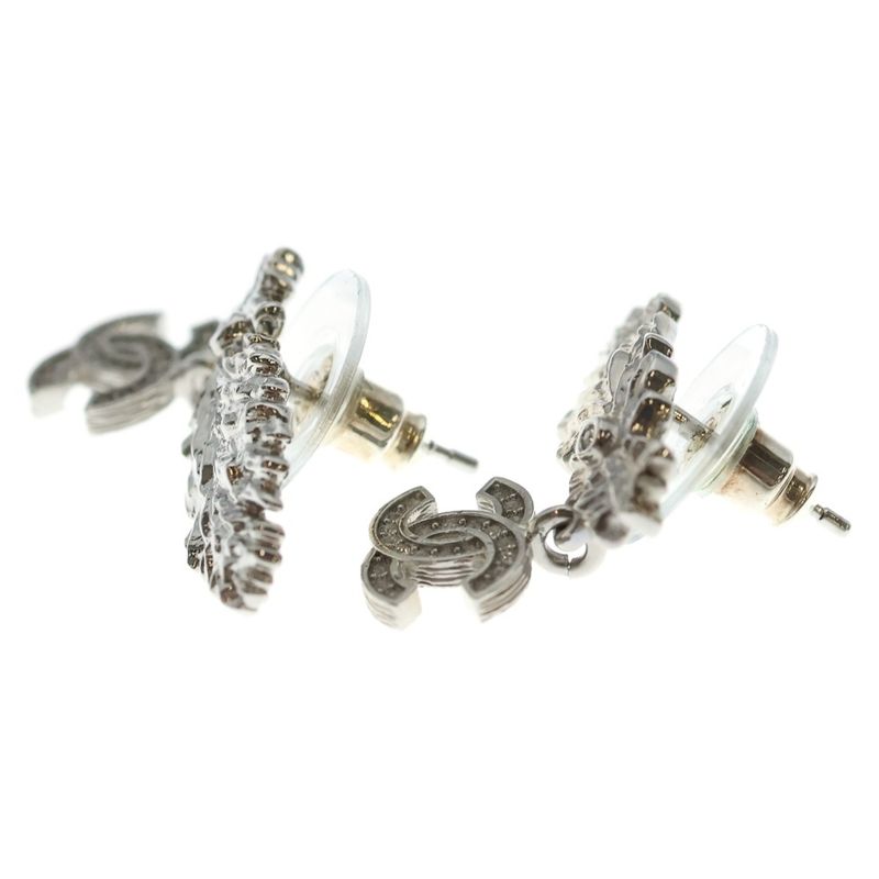 Chanel Coco Feather Earrings Silver