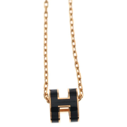 Hermes Mini Pop Necklace Pink Gold Black Pendant