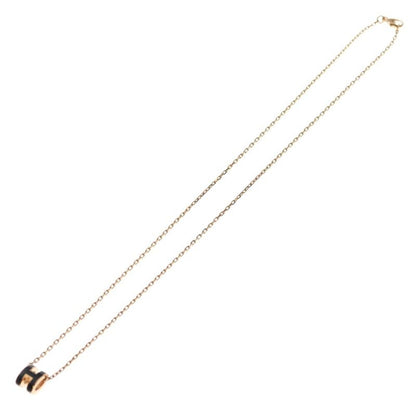 Hermes Mini Pop Necklace Pink Gold Black Pendant